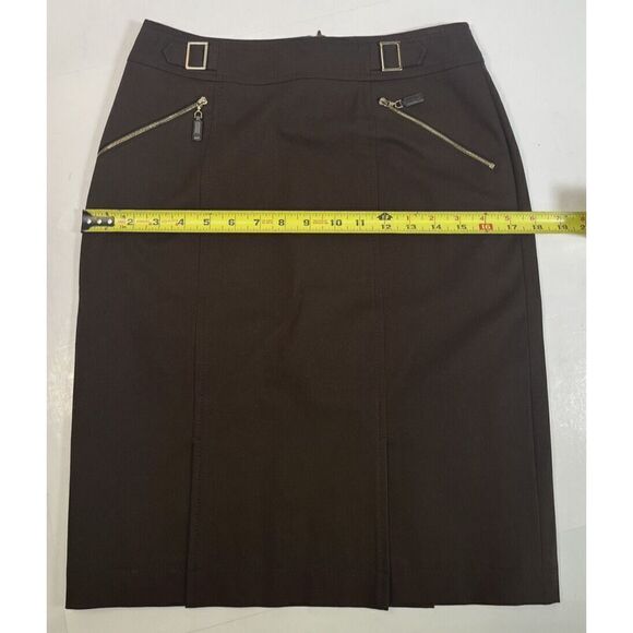 Escada Skirt Brown Pencil Zipper Pockets Pleat Lined Size 4 US 34 German - Picture 11 of 16